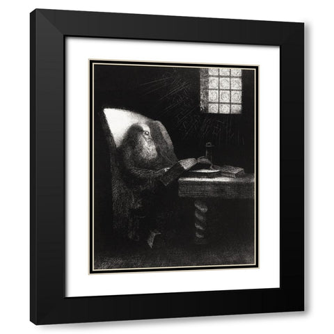 The Reader Black Modern Wood Framed Art Print with Double Matting by Redon, Odilon