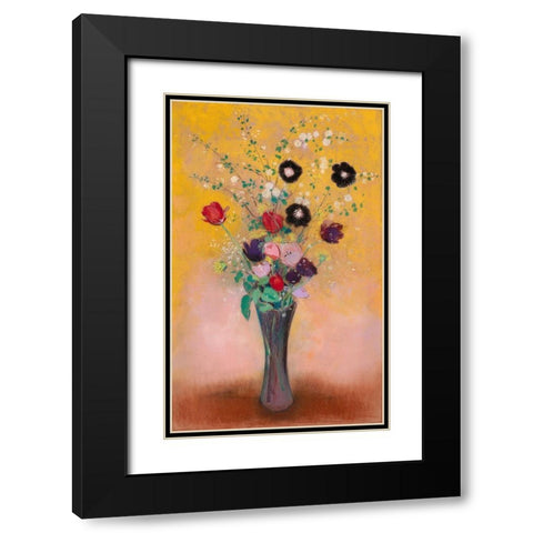 Vase of Flowers Black Modern Wood Framed Art Print with Double Matting by Redon, Odilon