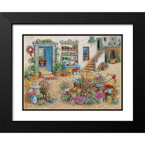 Courtyard Flower Shoppe Black Modern Wood Framed Art Print with Double Matting by Kruskamp, Janet