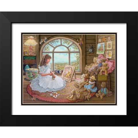 Jenny Paints Her Bears Black Modern Wood Framed Art Print with Double Matting by Kruskamp, Janet
