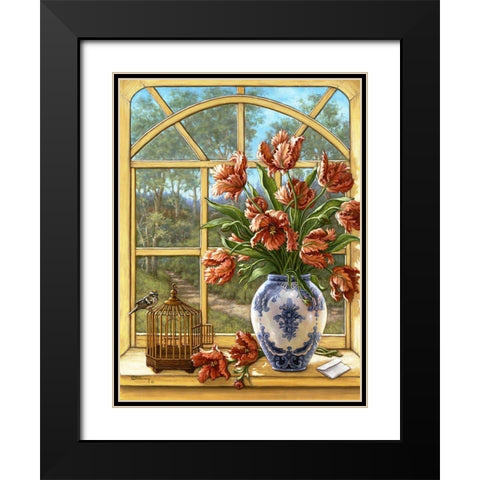 Dragon Tulips Black Modern Wood Framed Art Print with Double Matting by Kruskamp, Janet