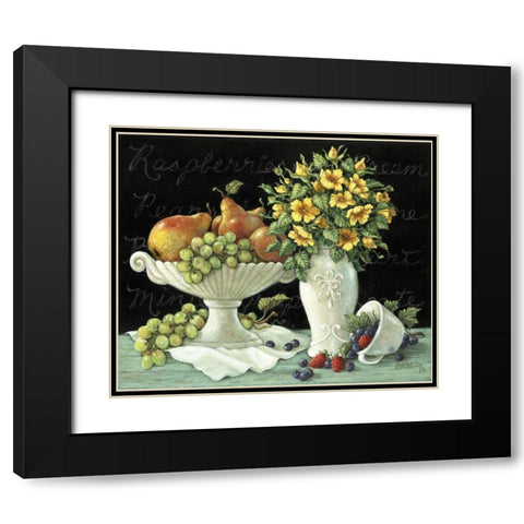 Wild Roses with Fruit Black Modern Wood Framed Art Print with Double Matting by Kruskamp, Janet