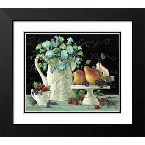 Morning Glories with Fruit Black Modern Wood Framed Art Print with Double Matting by Kruskamp, Janet