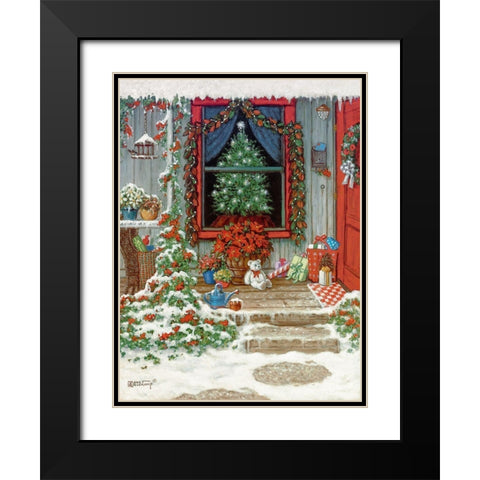 Holiday Front Porch Black Modern Wood Framed Art Print with Double Matting by Kruskamp, Janet