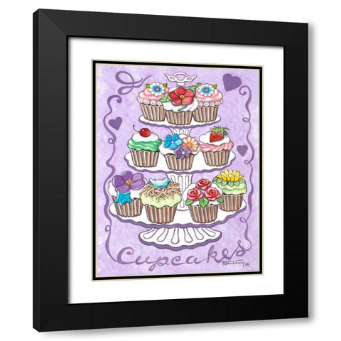 Cupcakes Black Modern Wood Framed Art Print with Double Matting by Kruskamp, Janet