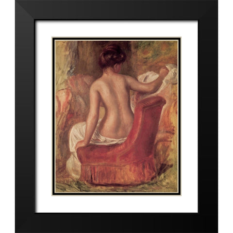 Nude in a Chair Black Modern Wood Framed Art Print with Double Matting by Renoir, Pierre-Auguste
