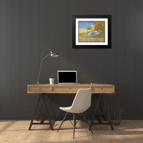 The Siesta Black Modern Wood Framed Art Print with Double Matting by Van Gogh, Vincent