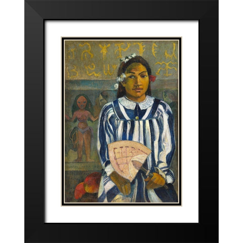 Tehamana Has Many Parents or The Ancestors of Tehamana Black Modern Wood Framed Art Print with Double Matting by Gauguin, Paul