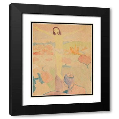The Yellow Christ Black Modern Wood Framed Art Print with Double Matting by Gauguin, Paul