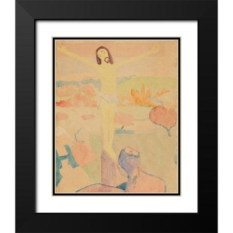 The Yellow Christ Black Modern Wood Framed Art Print with Double Matting by Gauguin, Paul