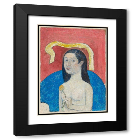 Portrait of the Artists Mother (Eve) Black Modern Wood Framed Art Print with Double Matting by Gauguin, Paul
