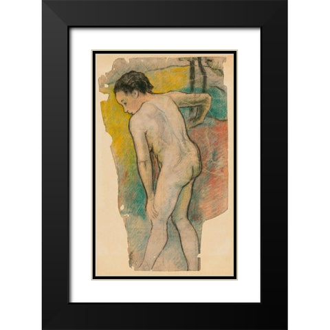 Breton Bather Black Modern Wood Framed Art Print with Double Matting by Gauguin, Paul
