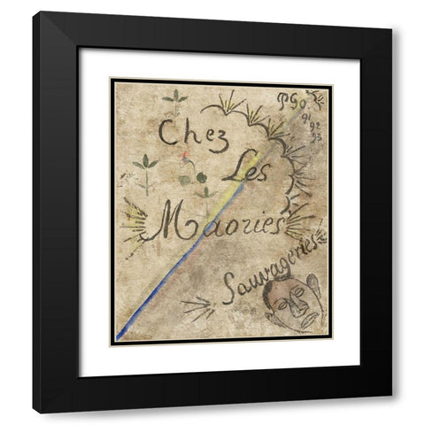 Chez les Maories: Sauvageries (At Home with the Maori: Savage Things) Black Modern Wood Framed Art Print with Double Matting by Gauguin, Paul