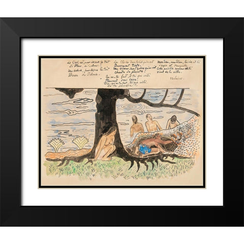 Tahitians Fishing Black Modern Wood Framed Art Print with Double Matting by Gauguin, Paul