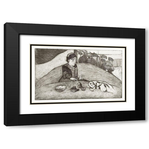 The Woman with Figs Black Modern Wood Framed Art Print with Double Matting by Gauguin, Paul