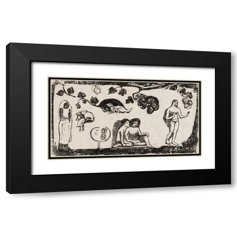 Women, Animals, and Foliage, from the Suite of Late Wood-Block Prints Black Modern Wood Framed Art Print with Double Matting by Gauguin, Paul
