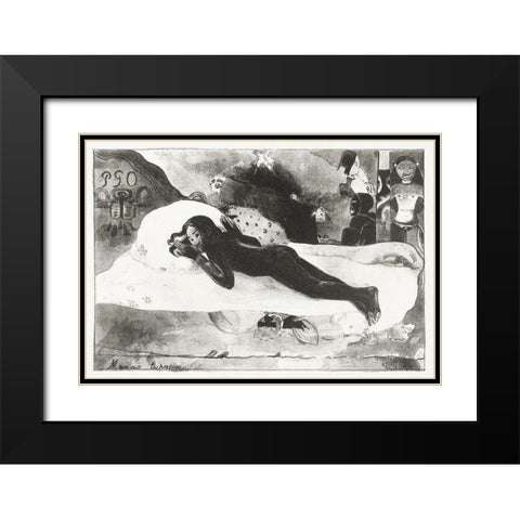 Lying Girl and Spirits of the Deceased Black Modern Wood Framed Art Print with Double Matting by Gauguin, Paul