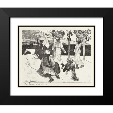 Seven Women on the Water in Martinique Black Modern Wood Framed Art Print with Double Matting by Gauguin, Paul