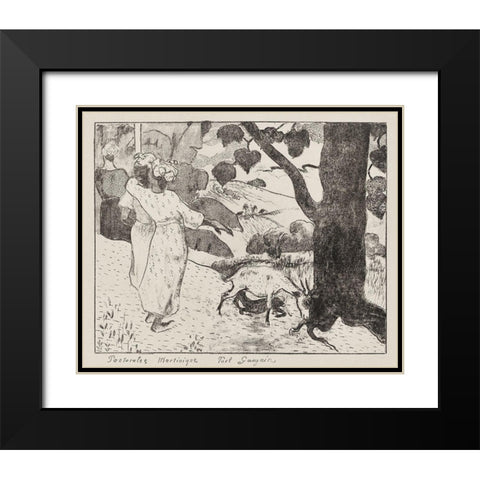 Pastorales Martiniques (Martinique Pastorals) Black Modern Wood Framed Art Print with Double Matting by Gauguin, Paul