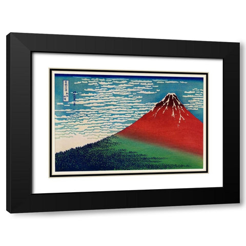Fine Wind, Clear Morning Black Modern Wood Framed Art Print with Double Matting by Hokusai, Katsushika