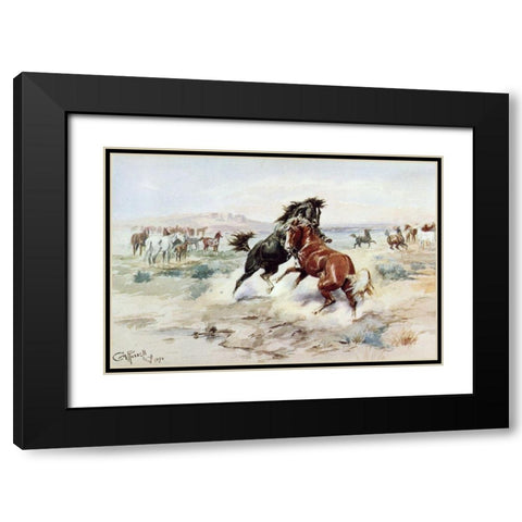 The Challenge Black Modern Wood Framed Art Print with Double Matting by Russell, Charles Marion