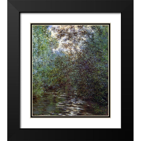 Le Fleuve Aux Saules Black Modern Wood Framed Art Print with Double Matting by Monet, Claude