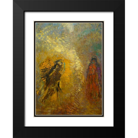 Apparition Black Modern Wood Framed Art Print with Double Matting by Redon, Odilon