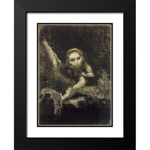 Caliban, 1881 Black Modern Wood Framed Art Print with Double Matting by Redon, Odilon