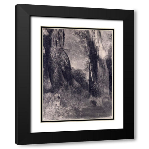 The Trees Black Modern Wood Framed Art Print with Double Matting by Redon, Odilon