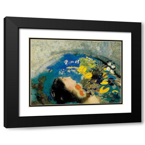 Ophelia, 1900â€“1905 Black Modern Wood Framed Art Print with Double Matting by Redon, Odilon