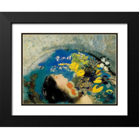 Ophelia, 1900â€“1905 Black Modern Wood Framed Art Print with Double Matting by Redon, Odilon