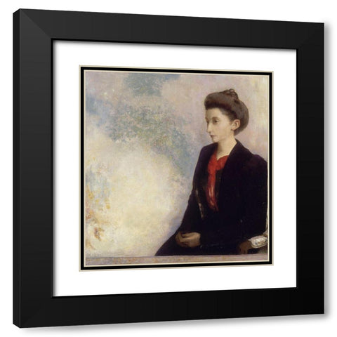 BaronessÂ Robert de Domecy Black Modern Wood Framed Art Print with Double Matting by Redon, Odilon