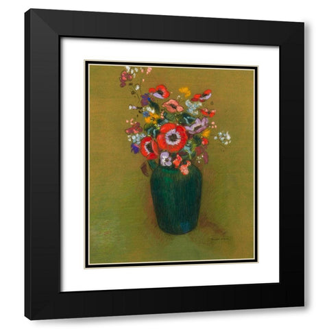 Vase of Flowers, ca. 1900â€“1910 Black Modern Wood Framed Art Print with Double Matting by Redon, Odilon