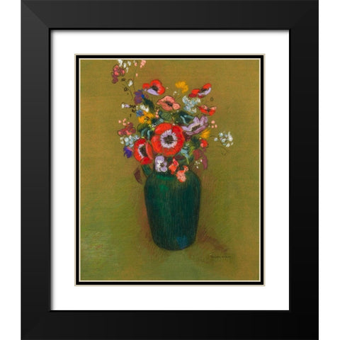 Vase of Flowers, ca. 1900â€“1910 Black Modern Wood Framed Art Print with Double Matting by Redon, Odilon