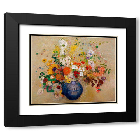 Flowers, 1909 Black Modern Wood Framed Art Print with Double Matting by Redon, Odilon