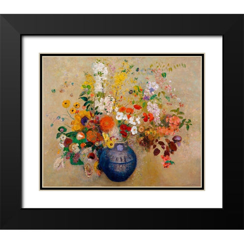 Flowers, 1909 Black Modern Wood Framed Art Print with Double Matting by Redon, Odilon