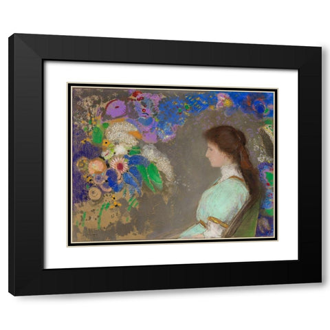 Portrait of Violette Heymann, 1910 Black Modern Wood Framed Art Print with Double Matting by Redon, Odilon