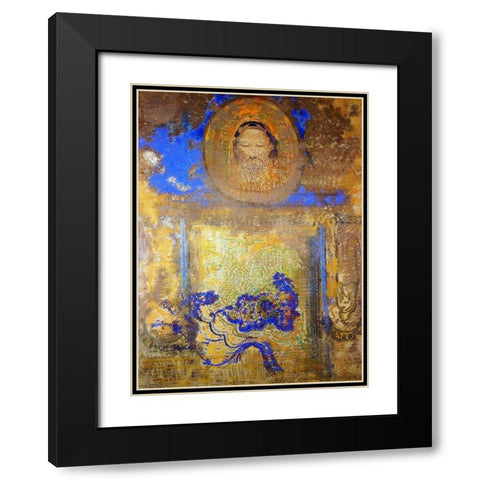 Evocation Black Modern Wood Framed Art Print with Double Matting by Redon, Odilon