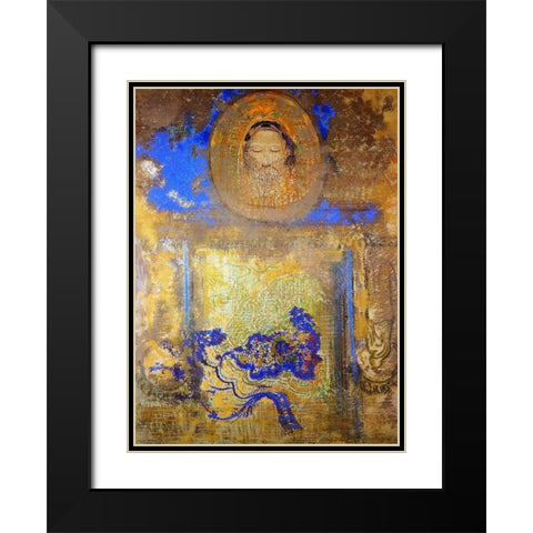 Evocation Black Modern Wood Framed Art Print with Double Matting by Redon, Odilon