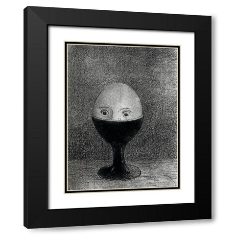 The Egg Black Modern Wood Framed Art Print with Double Matting by Redon, Odilon