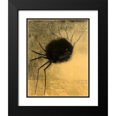 The Smiling Spider Black Modern Wood Framed Art Print with Double Matting by Redon, Odilon