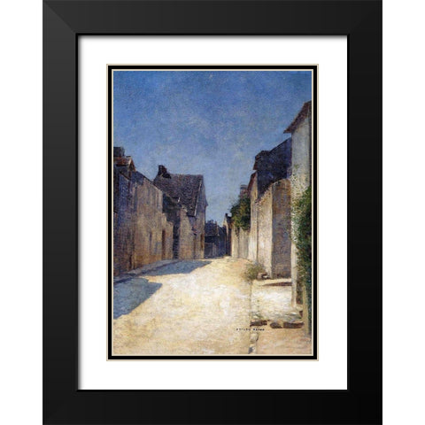 Street in Samois Black Modern Wood Framed Art Print with Double Matting by Redon, Odilon