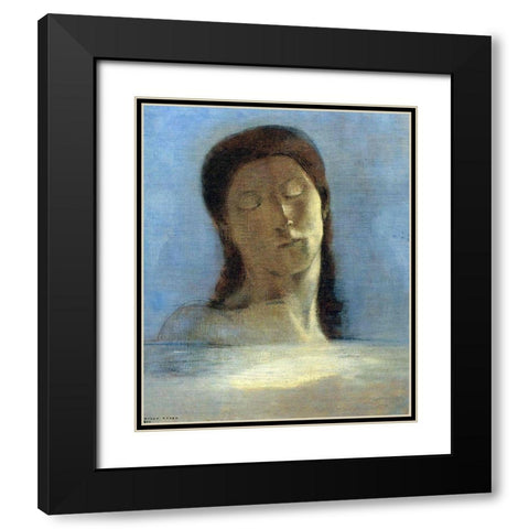 Closed Eyes Black Modern Wood Framed Art Print with Double Matting by Redon, Odilon