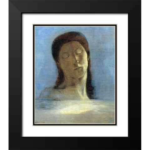 Closed Eyes Black Modern Wood Framed Art Print with Double Matting by Redon, Odilon