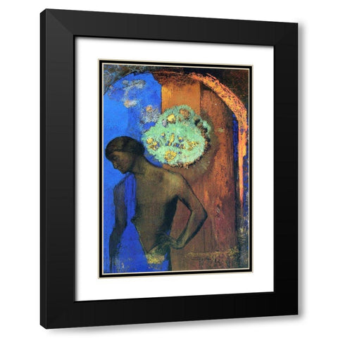 Saint John (The blue tunic) Black Modern Wood Framed Art Print with Double Matting by Redon, Odilon