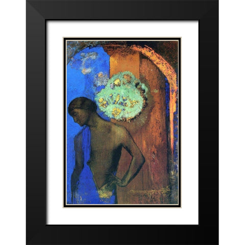 Saint John (The blue tunic) Black Modern Wood Framed Art Print with Double Matting by Redon, Odilon