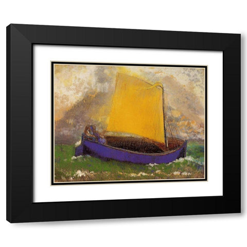 The Mysterious Boat Black Modern Wood Framed Art Print with Double Matting by Redon, Odilon