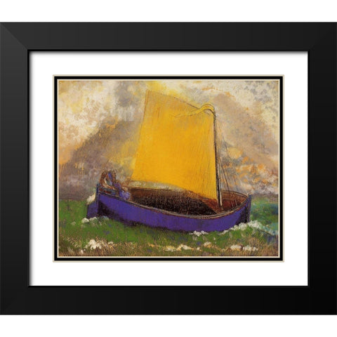 The Mysterious Boat Black Modern Wood Framed Art Print with Double Matting by Redon, Odilon