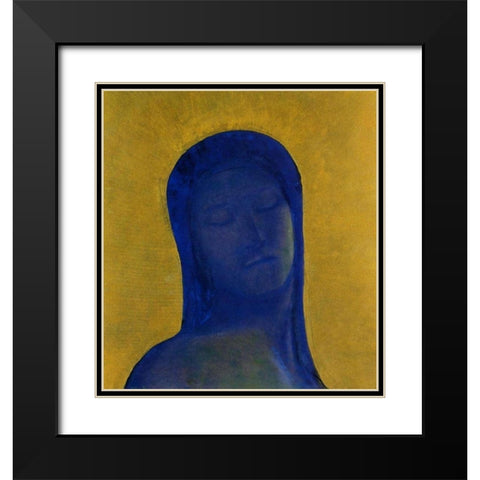 Closed Eyes Blue Black Modern Wood Framed Art Print with Double Matting by Redon, Odilon