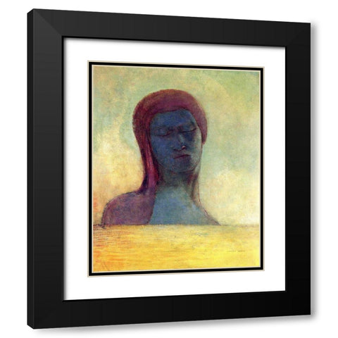 Closed Eyes Black Modern Wood Framed Art Print with Double Matting by Redon, Odilon